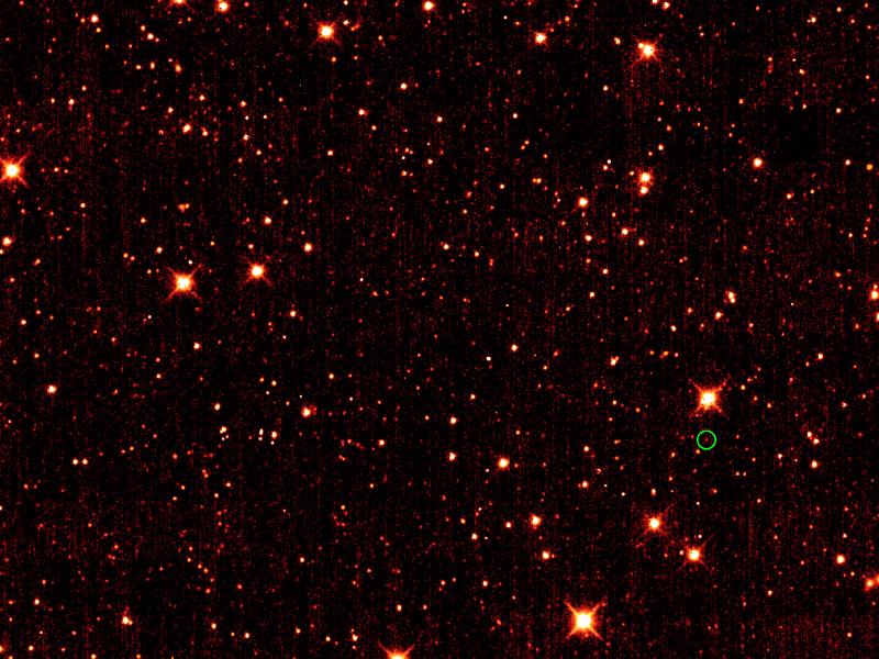 2010 TK7 (nel cerchietto verde), il primo e finora unico asteroide troiano della Terra conosciuto.