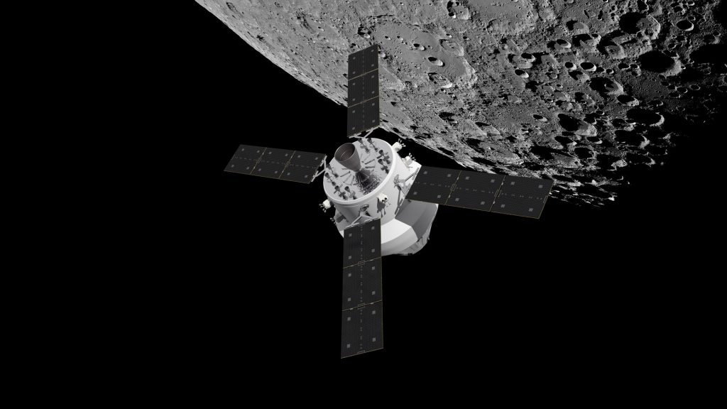 Orion e il modulo di servizio europeo sulla luna