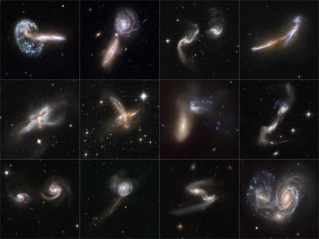 Alcune galassie interagenti riprese dal Telescopio spaziale Hubble.