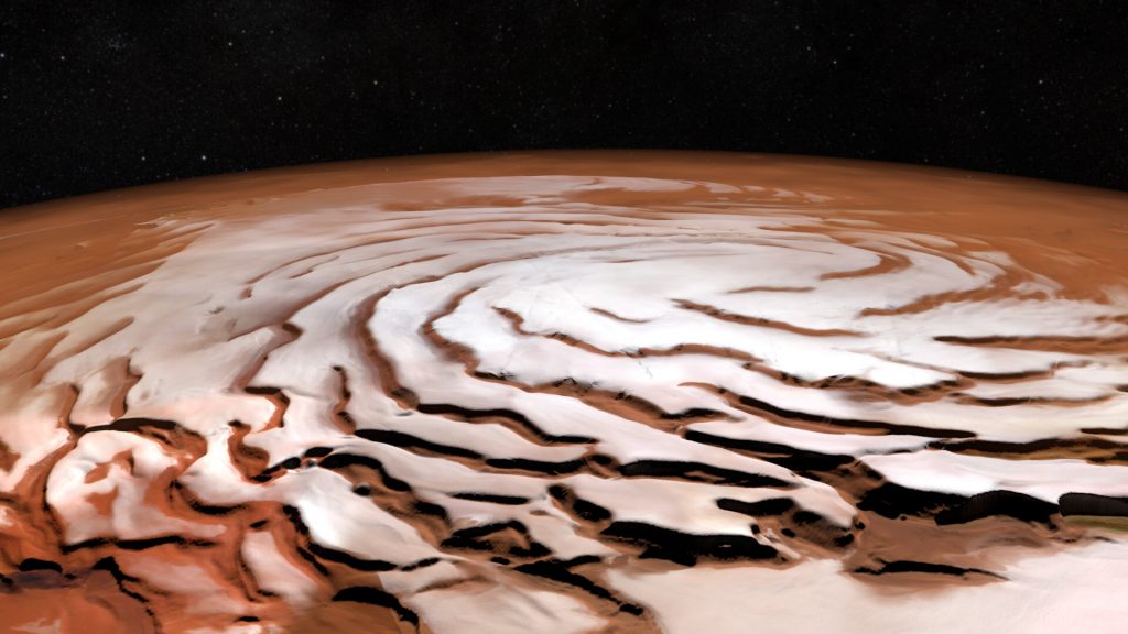Polo Nord di Marte. Credits: ESA.