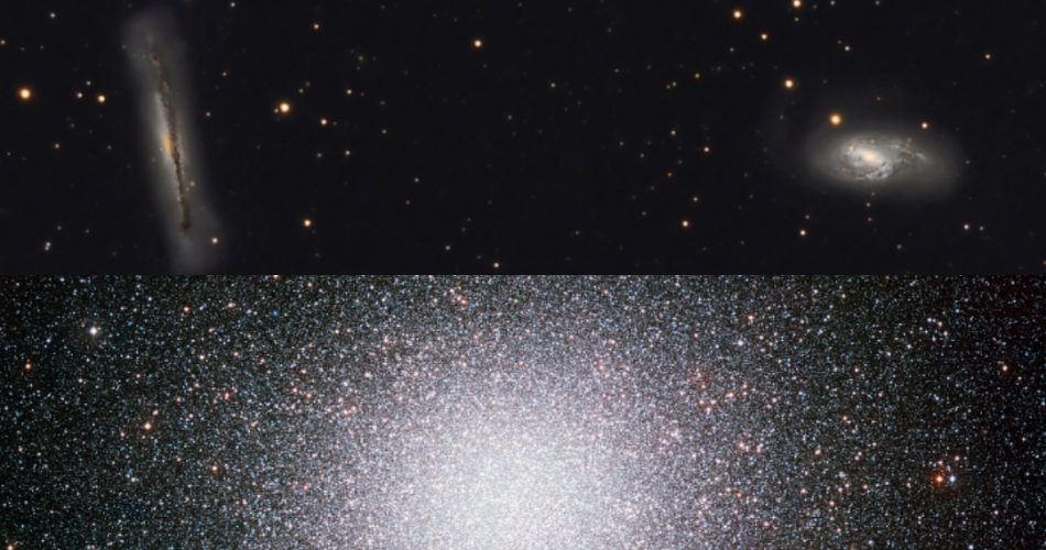 In alto, Il "Tripletto del Leone". In basso, Omega Centauri.