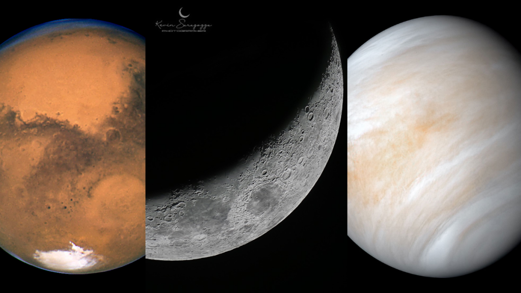 Marte, Luna, Venere