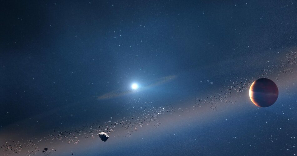 Un'interpretazione artistica di un esopianeta simile a Giove in orbita attorno a una nana bianca. È la prova che i pianeti possono sopravvivere alla morte della loro stella