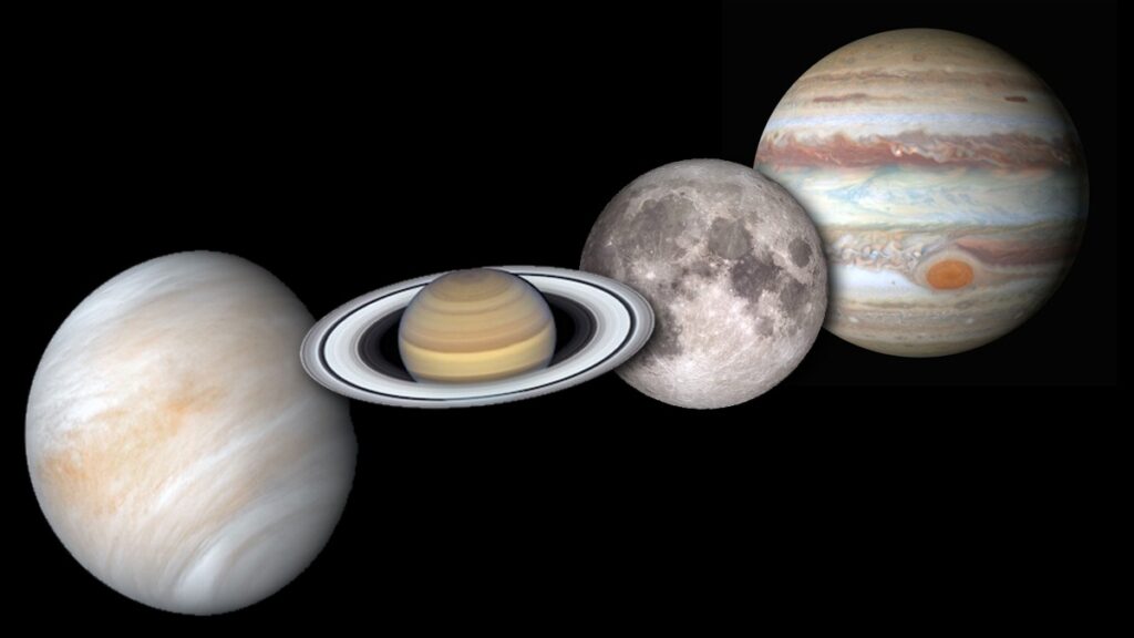 Venere, Saturno, Luna e Giove