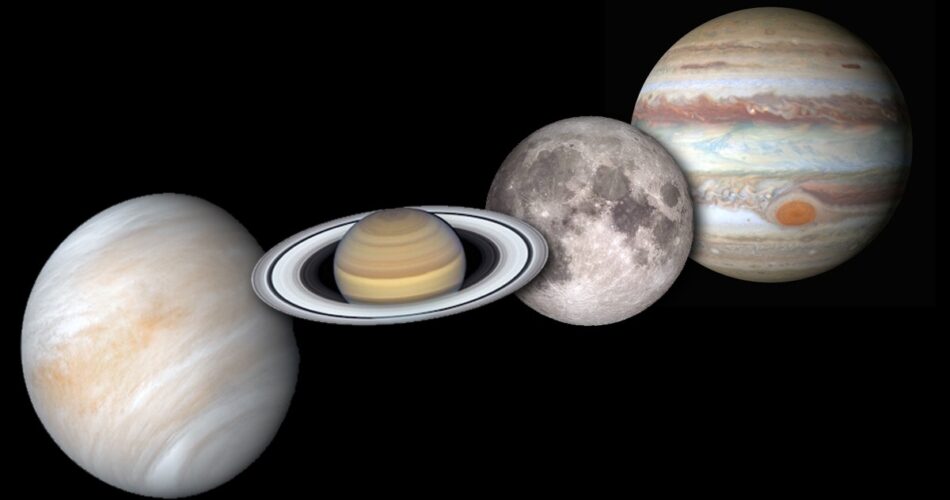 Venere, Saturno, Luna e Giove