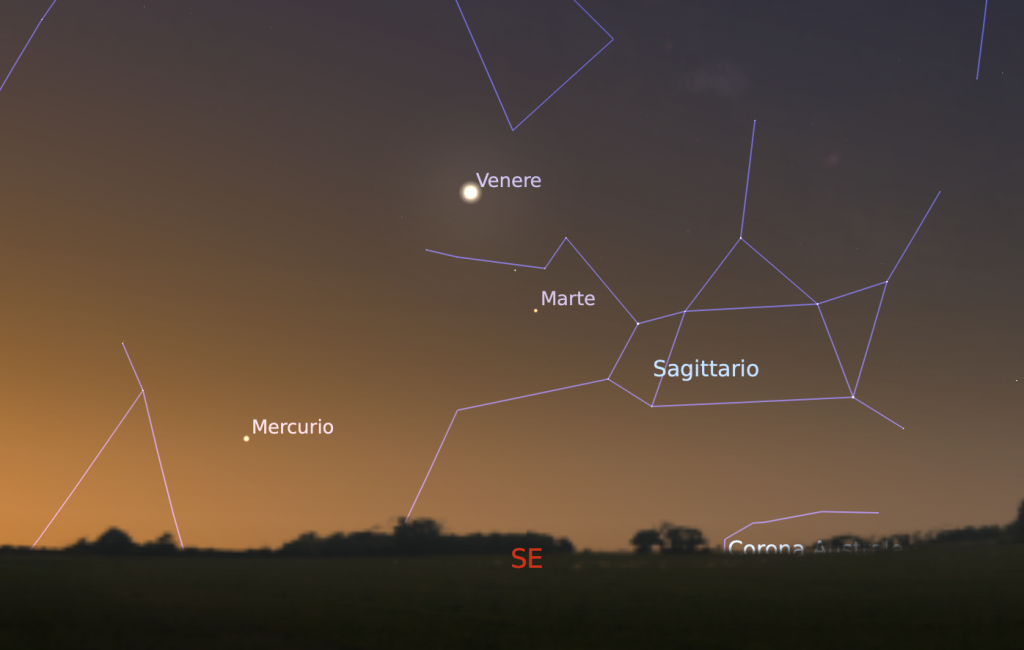 Simulazione del cielo il giorno 16 febbraio alle ore 06:15