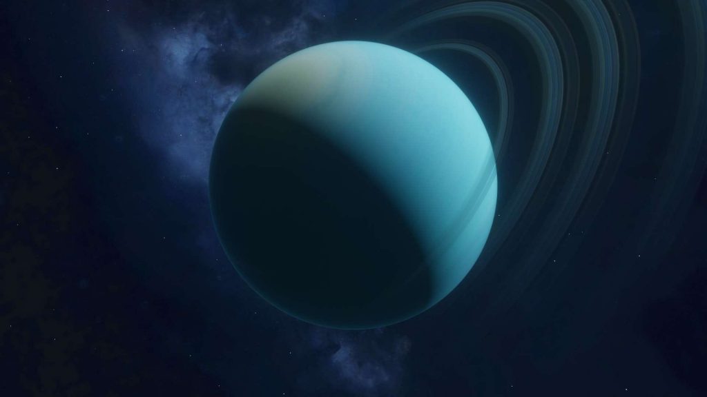 Ricostruzione grafica di Urano e dei suoi anelli