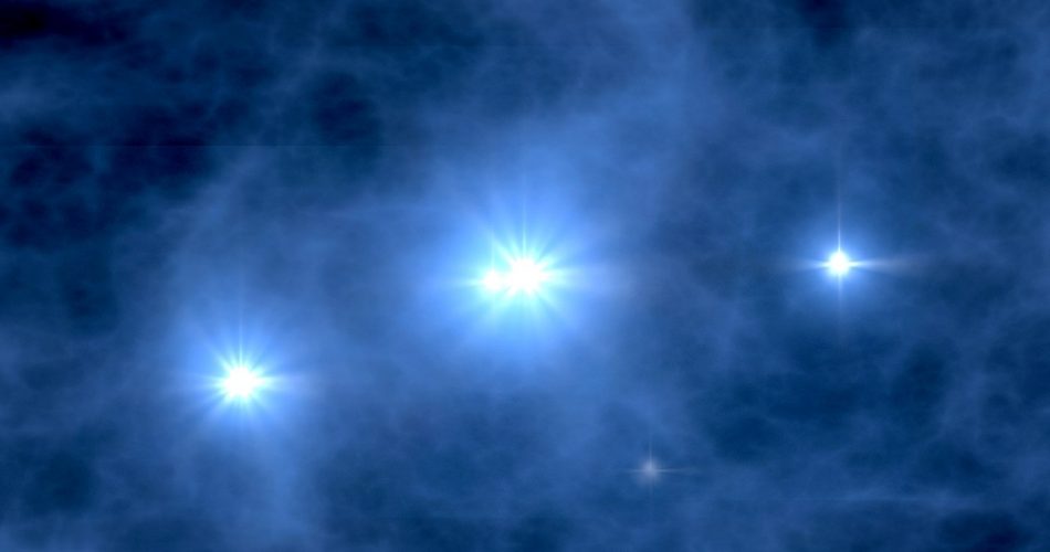 Rappresentazione artistica di stelle primordiali, 400 milioni di anni dopo il Big Bang. Credits: NASA-WMAP