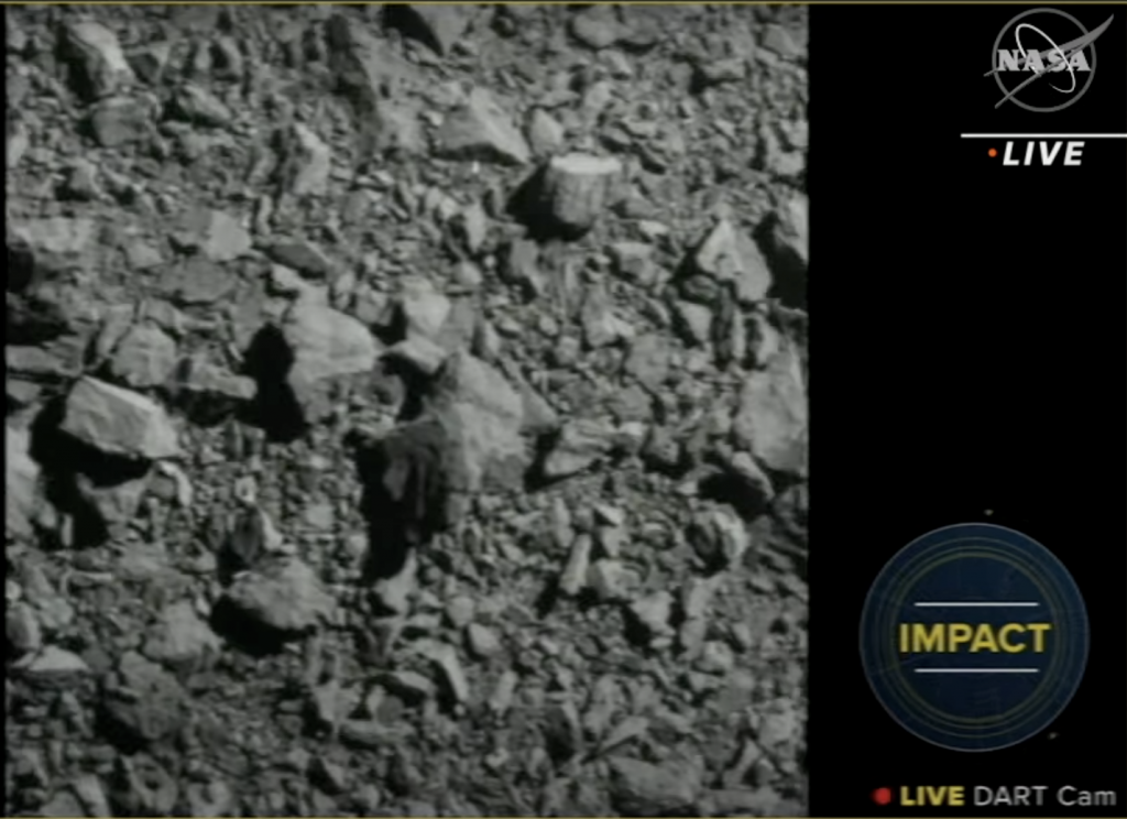 Ultima immagine di Dimorphos prima dell'impatto. Credit: NASA