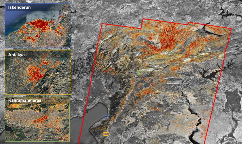 Immagini satellitari dei danni del sisma in Turchia