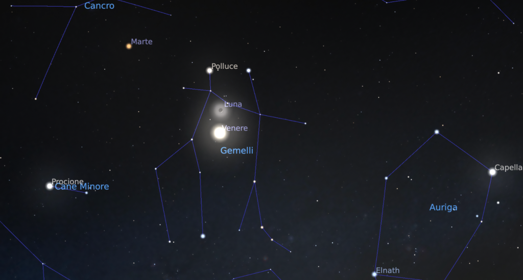 Luna, Venere e Marte