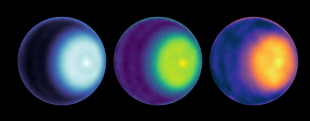 Vista del ciclone sul polo di Urano