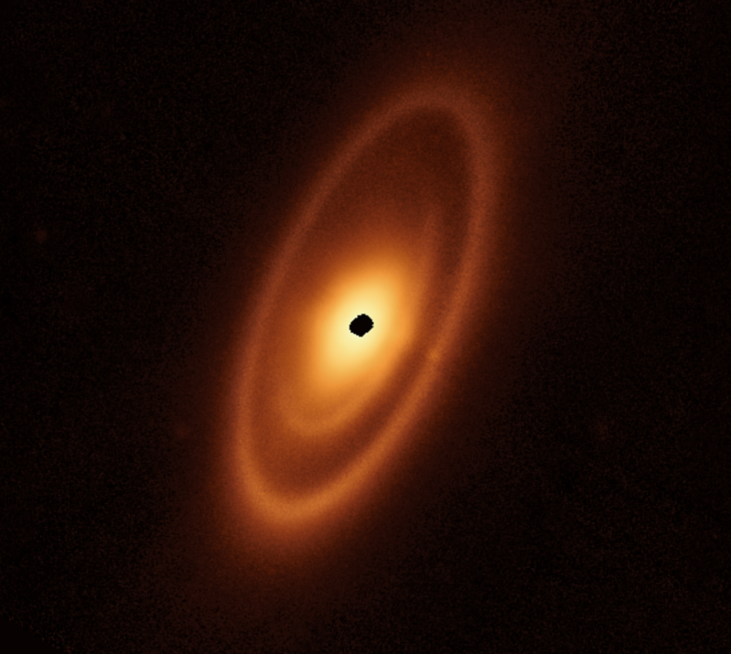 Immagine della cintura intorno alla stella Fomalhaut ripresa nell'infrarosso dal James Webb