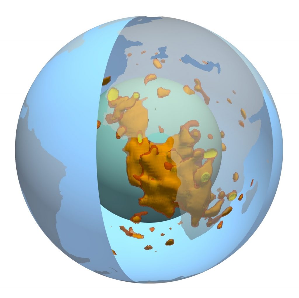 Una rappresentazione in 3D di uno dei blob della Terra che si trova sotto l’Africa