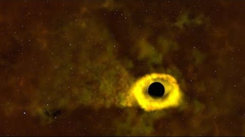 Agujero negro destruyendo una estrella, vídeo a 375 millones de años luz de distancia