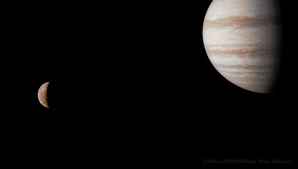 Juno, Jupiter and Io are photographed together