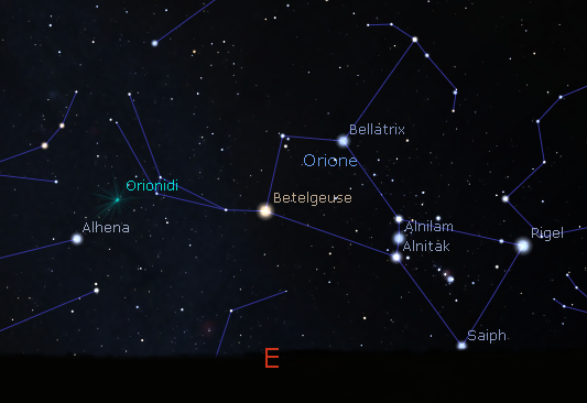 Il radiante delle meteore Orionidi