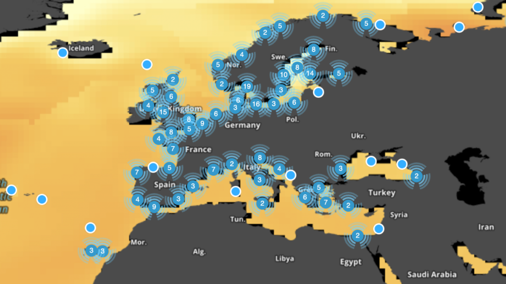 Uno screenshot della mappa interattiva del livello dei mari