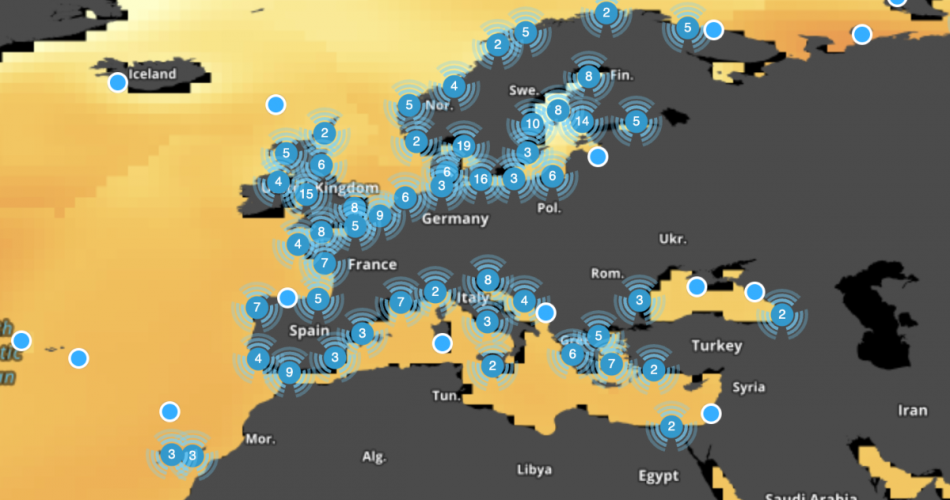 Uno screenshot della mappa interattiva del livello dei mari