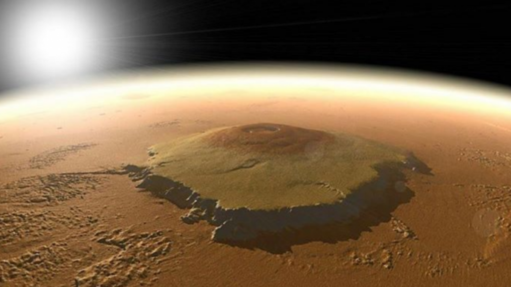 27 kilometers high: the highest altitude in the solar system!  Watch the Olympus Mons video