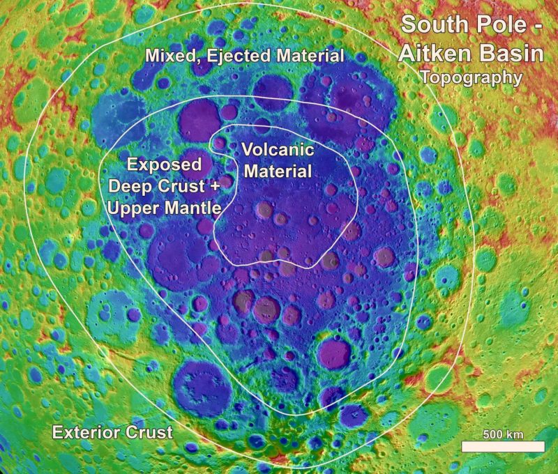 Polo sud della Luna, mappa topografica