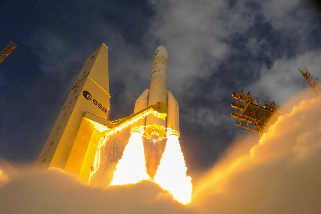 Un lanciatore con primo stadio criogenico: Ariane-6. Credito: ESA, lanci