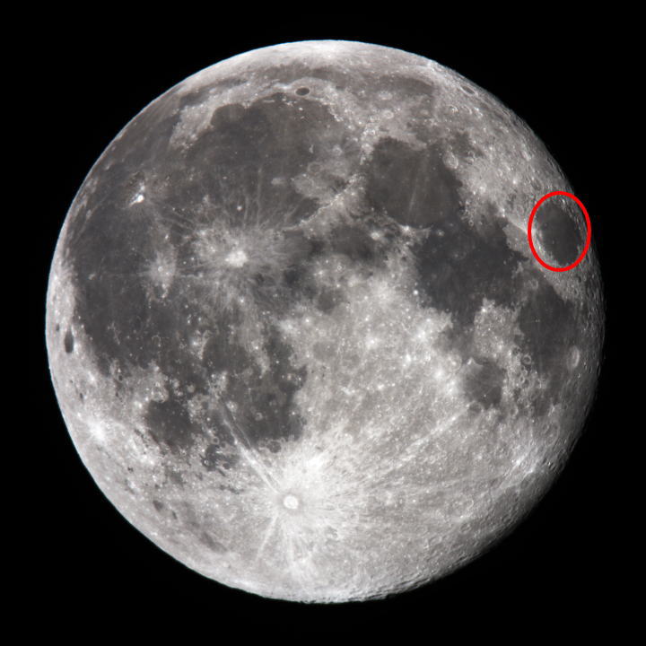 Posizione del Mare delle Crisi. Credito: Nasa/JPL sulla Luna