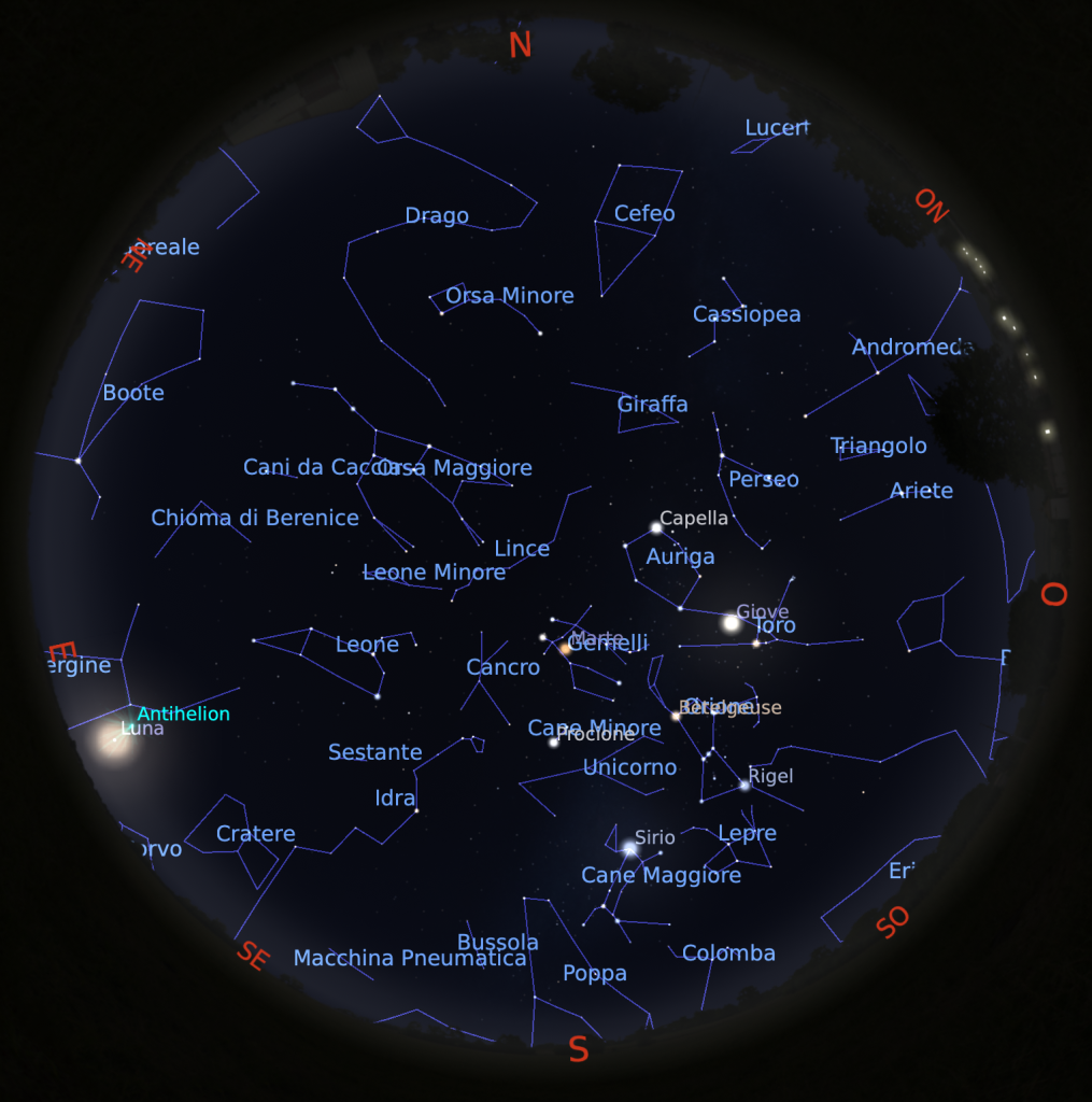 Il cielo di Marzo 2025 (giorno 15 ore 20)