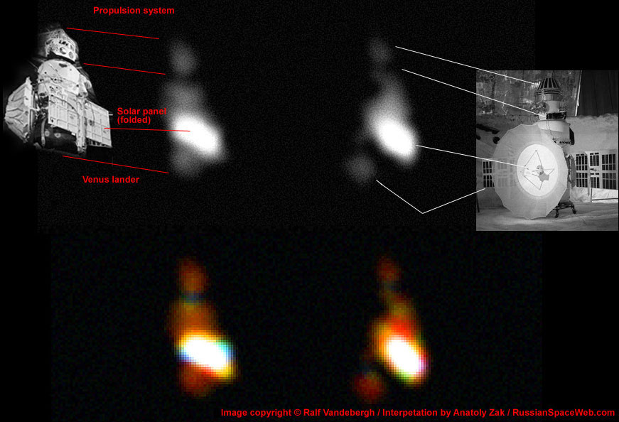 Le foto, datate 2011 e pubblicate su www.russianspaceweb.com, con l'analisi dell'oggetto fotografato da Ralf Vandenbergh e che è compatibile con la forma delle sonde 3V1 come Kosmos-482