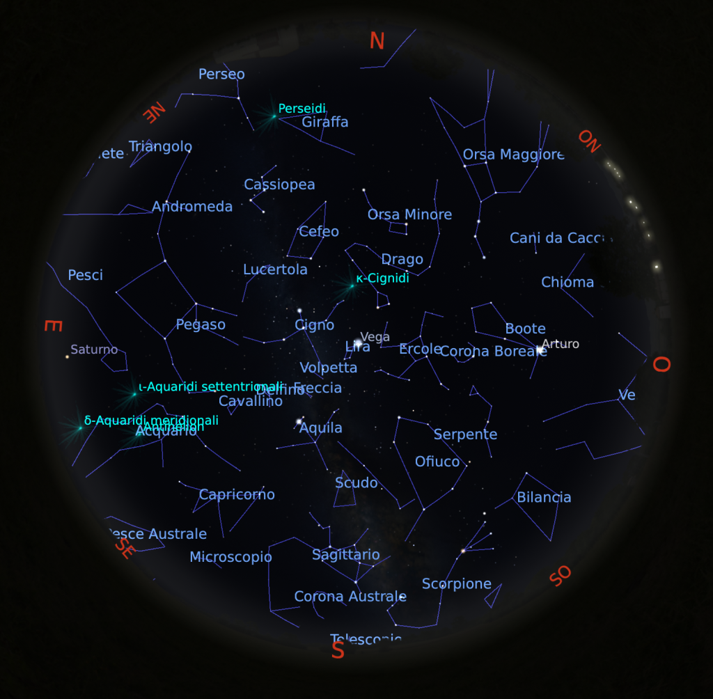 Il cielo di Agosto nel giorno 15 alle 22