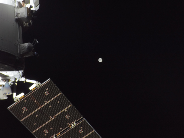 La Luna ripresa dal modulo di servizio della Orion di Artemis II