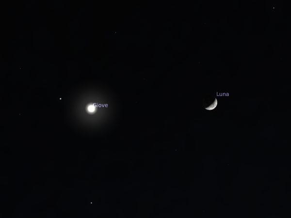 Congiunzione Luna e Giove, il bacio