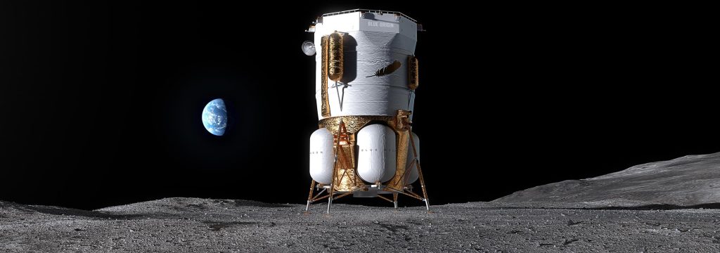 Rappresentazione artistica del lander lunare Blue Moon MK1. Credito: Blue Origin