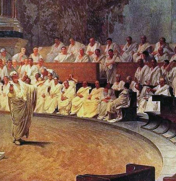 Cicerone denuncia Catilina, Cesare Maccari (1882-1888)