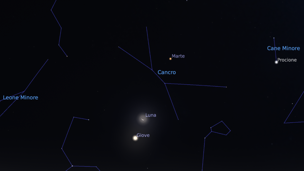 Luna Giove e Marte
