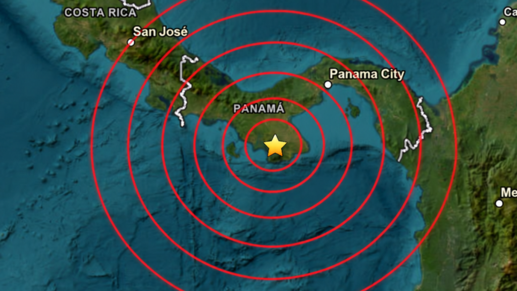 L'epicentro del terremoto a Panama
